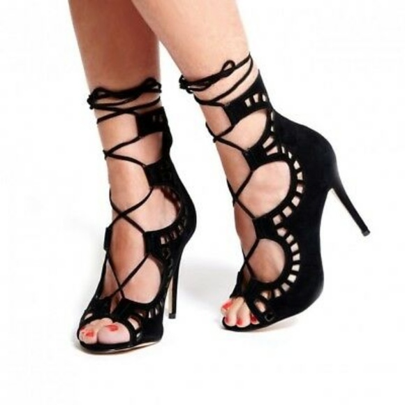 Windsor Smith Gillie Black Suede Lace Up Sandals - Picture 7 of 7